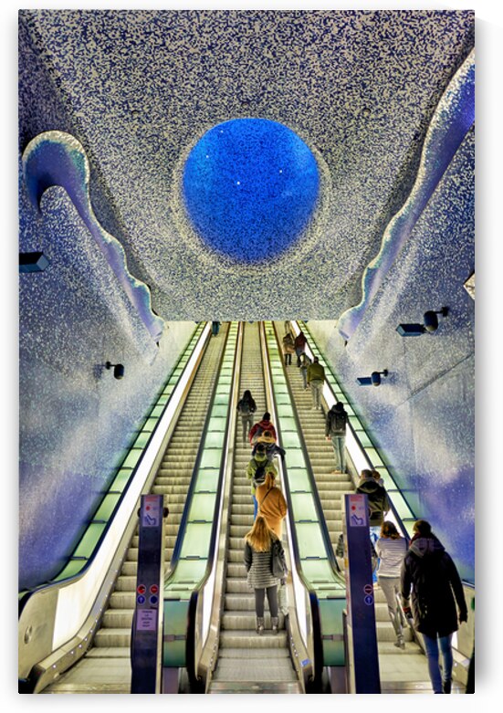 Metro station at Toledo in Naples shows stairs and ceiling desig by Marco Brivio