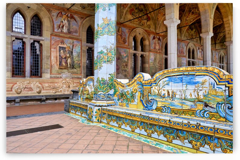 Cloister of the clarisses at santa chiara basilica in naples ita by Marco Brivio