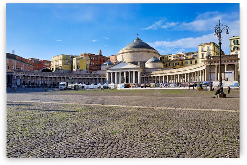 Piazza del Plebiscito in Naples shows a clear day with stone pav by Marco Brivio