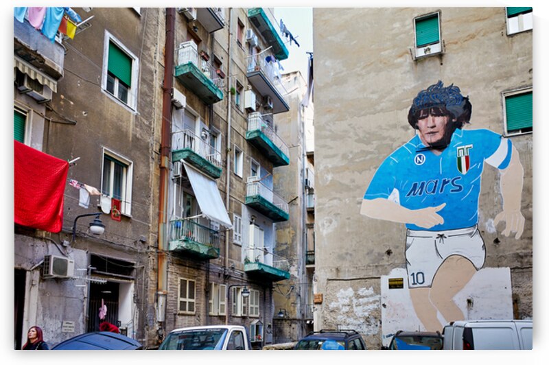 Mural of maradona in quartieri spagnoli naples italy by Marco Brivio