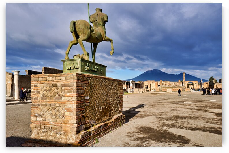 Exploring the ruins of Pompeii with Mount Vesuvius in the backgr by Marco Brivio