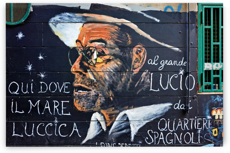 Mural of Lucio Dalla in Quartieri Spagnoli area of Naples Italy by Marco Brivio