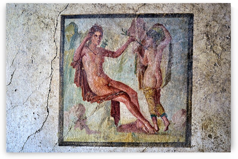 Pompeii mural showing figures in ancient Roman setting by Marco Brivio