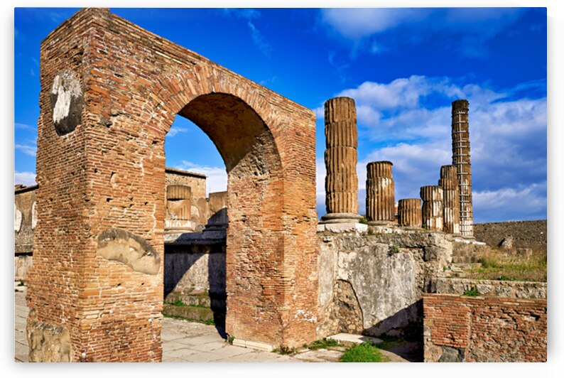 Ruins of ancient Pompeii in Naples Campania Italy under blue sky by Marco Brivio