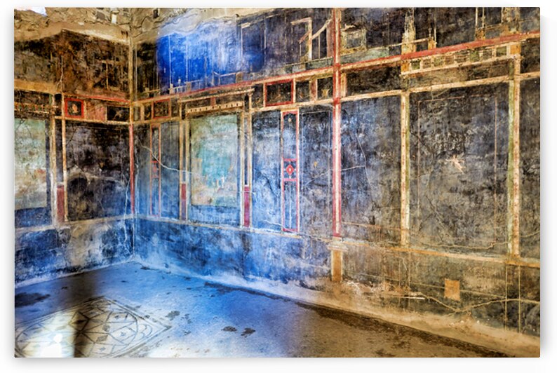Exploring wall paintings in a room in Pompeii Naples Campania I by Marco Brivio
