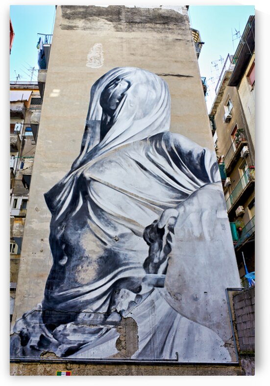 Mural dedicated to Pudicizia sculpture in Spanish Quarters of Na by Marco Brivio