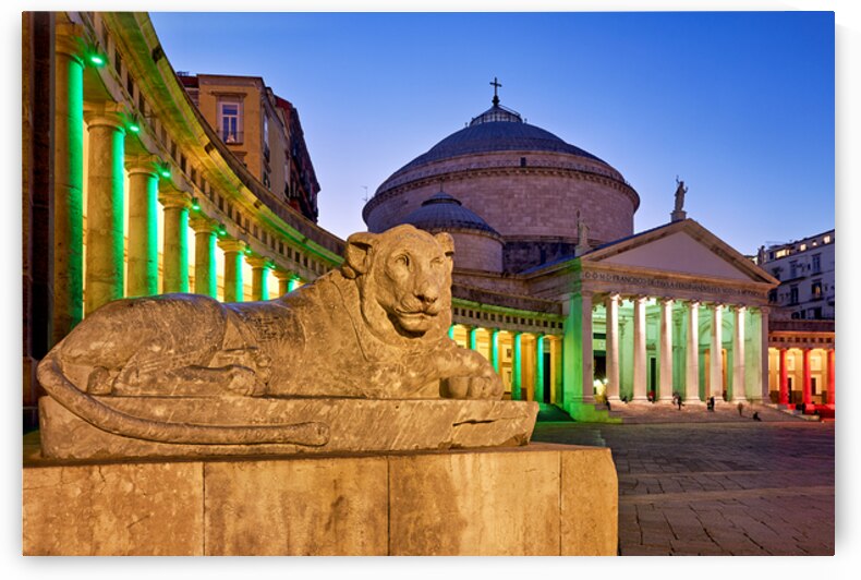 Basilica of San Francesco di Paola at night in Naples by Marco Brivio