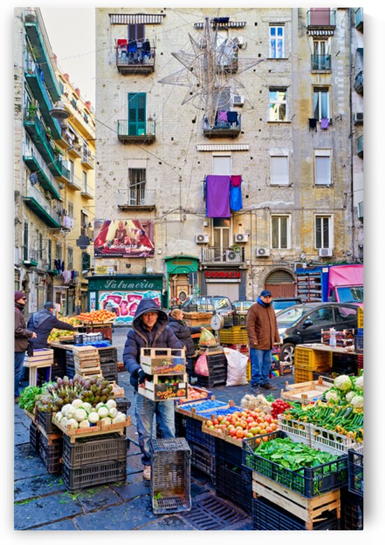 Greengrocer selling fresh produce in Pignasecca Naples Campania  by Marco Brivio