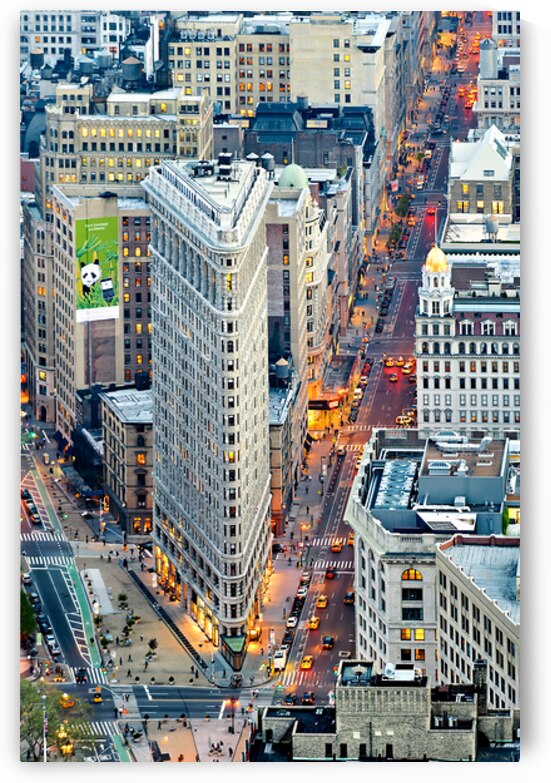 Aerial view of Manhattan at dusk highlighting Flatiron building by Marco Brivio