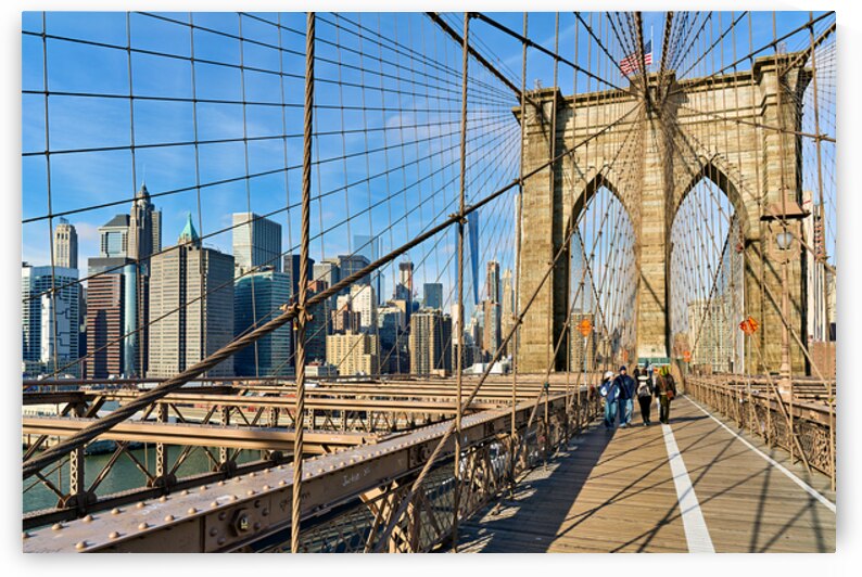Crossing Brooklyn Bridge on foot in Manhattan New York by Marco Brivio