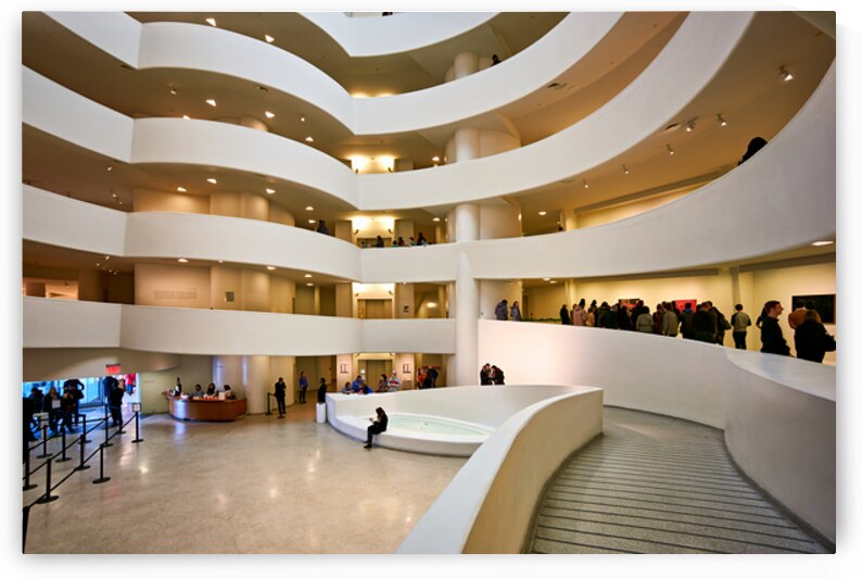 Visitors explore interior of Solomon R. Guggenheim Museum in New by Marco Brivio