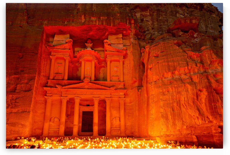 Exploring Al Khazneh at Petra in Jordan during a night event by Marco Brivio