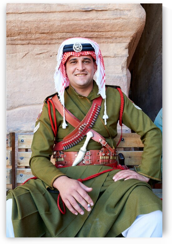 Proud soldier at Petra archaeological site in Jordan by Marco Brivio