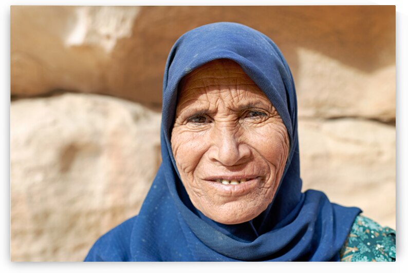 Portrait of an old woman at Little Petra in Jordan by Marco Brivio