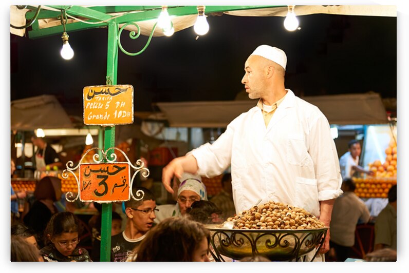 Snail dinner served at street vendors in Marrakech night market by Marco Brivio