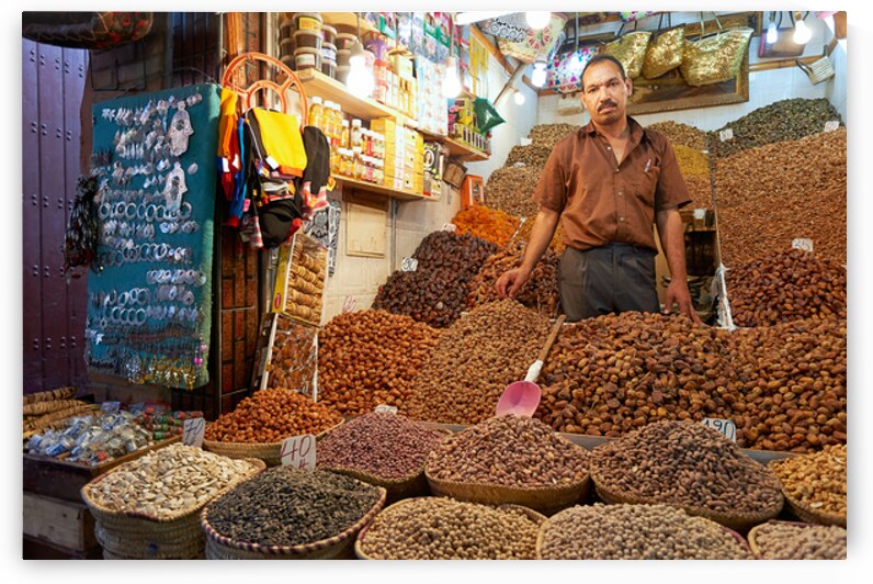 Dried fruit sale in souk of Marrakesh Morocco during daytime by Marco Brivio