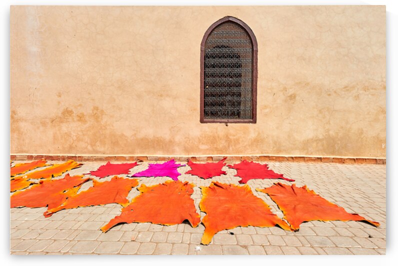 Dyed leather drying in the sun in Marrakesh Morocco by Marco Brivio
