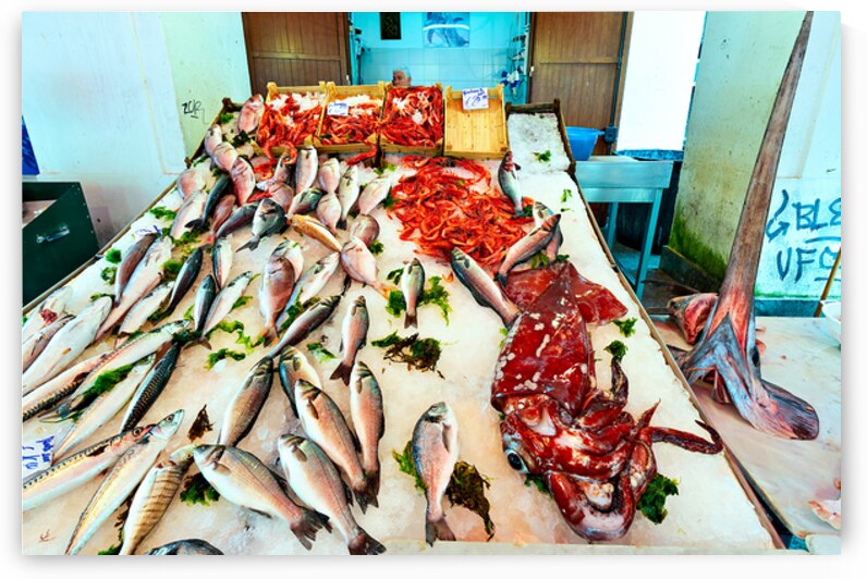 Fish and seafood for sale at Vucciria Market in Palermo Sicily by Marco Brivio