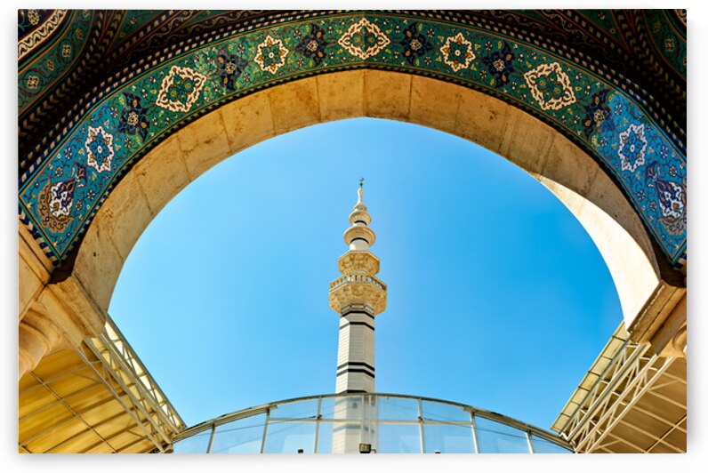 Minaret in Damascus Syria under clear blue sky by Marco Brivio