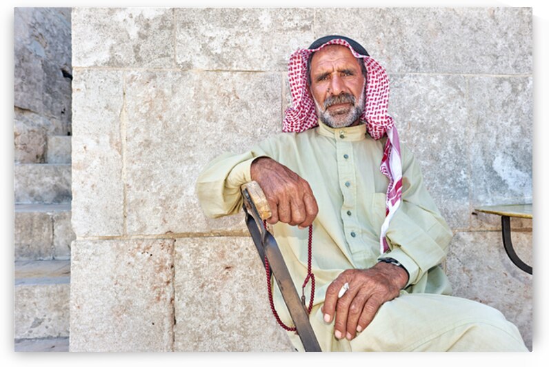 Portrait of a senior man sitting in Aleppo Syria by Marco Brivio