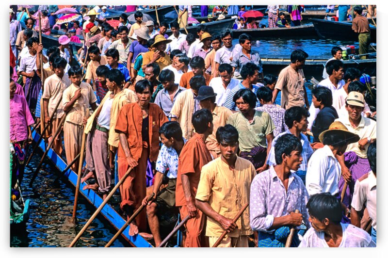Celebration at Inle Lake Festival during vibrant boat gathering by Marco Brivio