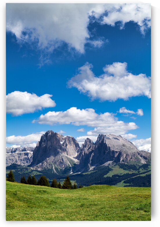 Panoramic view of Sassolungo mountain peak in Val Gardena Italy by Marco Brivio