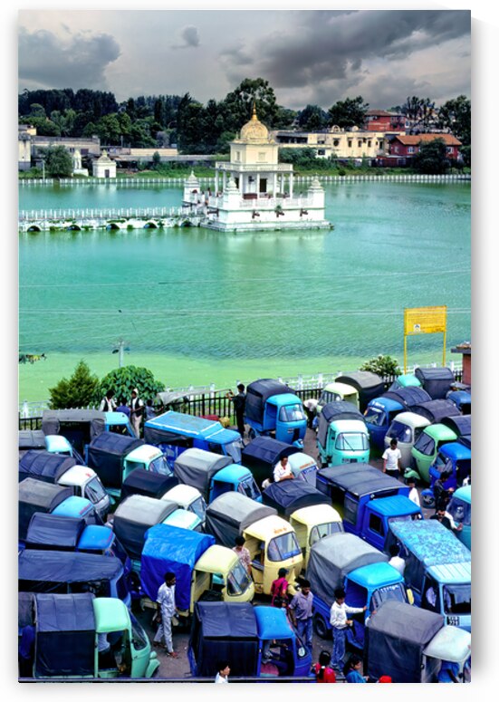 Traffic and people near Rani Pokhari in Kathmandu Nepal by Marco Brivio