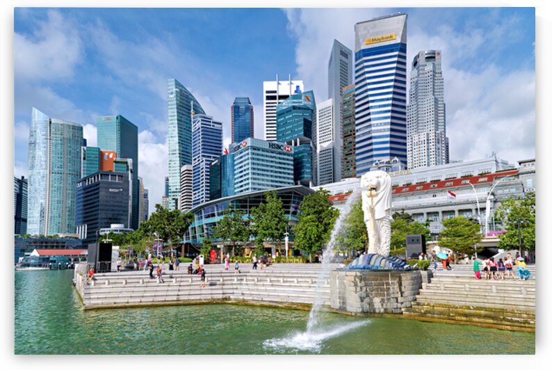 People walk in Singapores financial district near the bridge by Marco Brivio