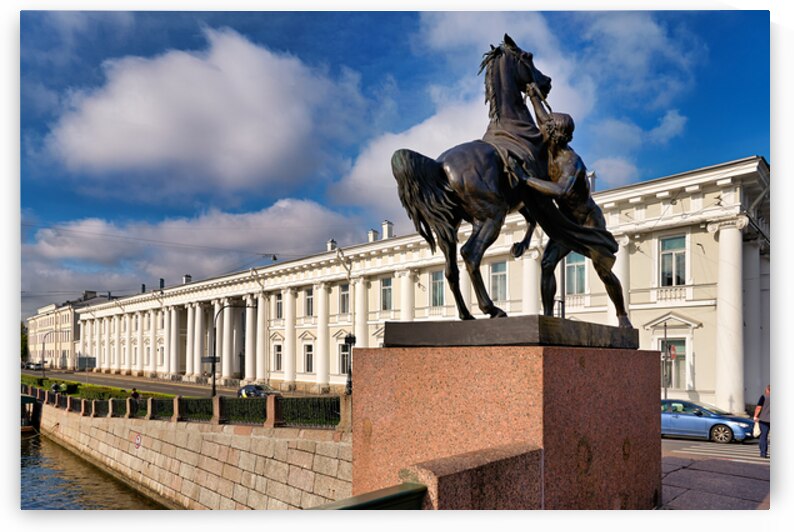 Equestrian statue on Anichkov Bridge in Saint Petersburg by Marco Brivio