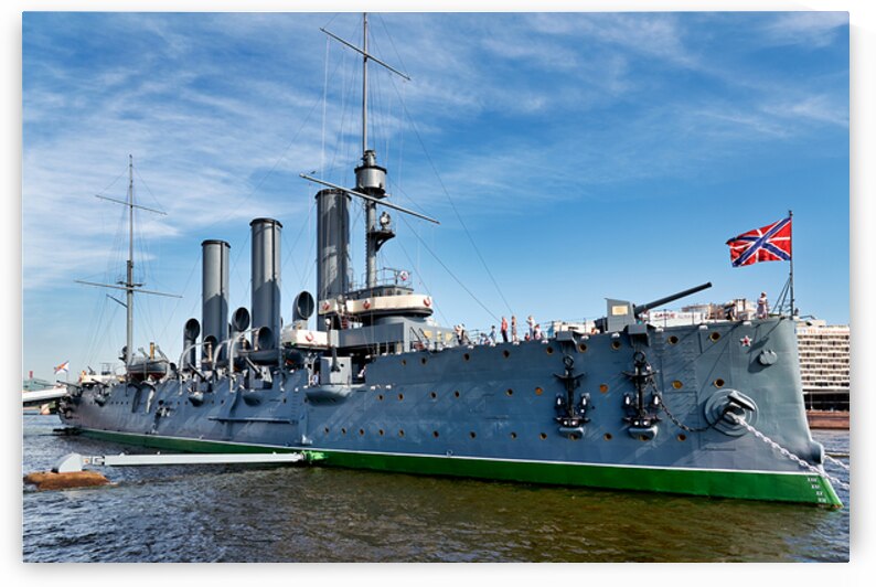 Cruiser Aurora in St. Petersburg Russia on a sunny day by Marco Brivio