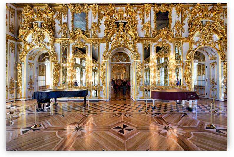 People walk through Catherine Palace in Pushkin St by Marco Brivio