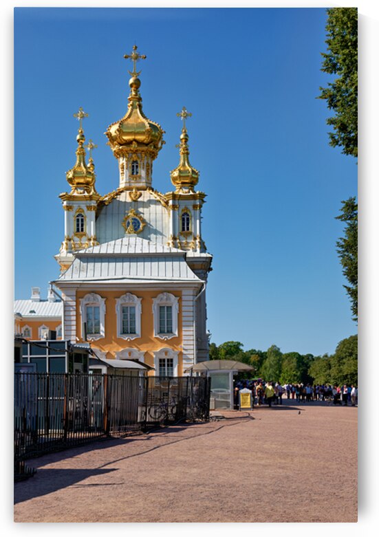 Visitors walk near Peterhof Palace in Saint Petersburg Russia by Marco Brivio