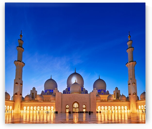 Visiting Sheikh Zayed Grand Mosque in Abu Dhabi at night by Marco Brivio