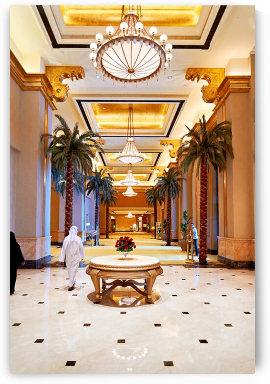 Visitors stroll through Emirates Palace Hotel lobby by Marco Brivio