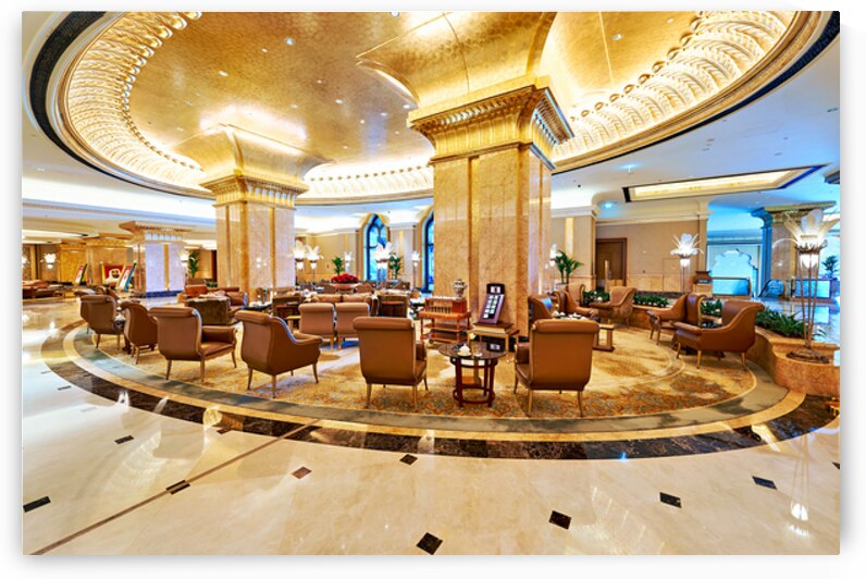 Tourists explore the lounge area at Emirates Palace Hotel by Marco Brivio