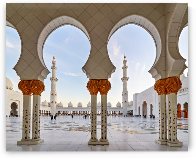 Sunset visitors at Sheikh Zayed Grand Mosque Abu Dhabi by Marco Brivio