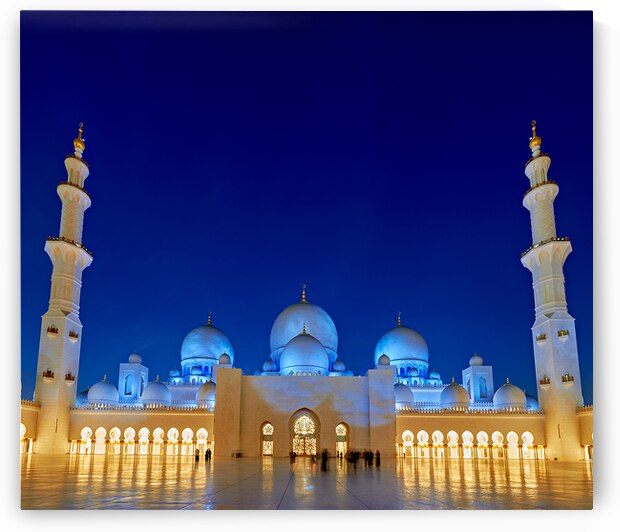 Sheikh Zayed Grand Mosque at night in Abu Dhabi by Marco Brivio