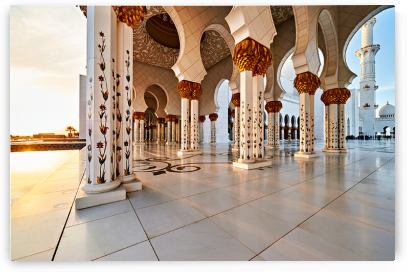 Sheikh Zayed Grand Mosque in Abu Dhabi during sunset by Marco Brivio