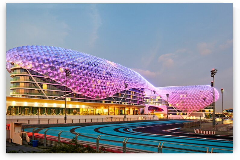 W Abu Dhabi hotel shines at Yas Island during sunset by Marco Brivio