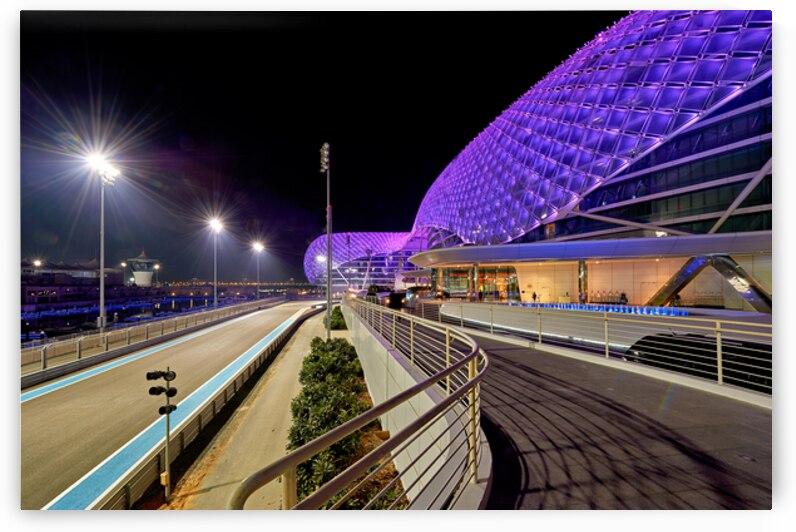 Yas Island hotel view at night in Abu Dhabi by Marco Brivio