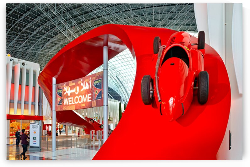 Welcome sign at Ferrari World in Abu Dhabi by Marco Brivio