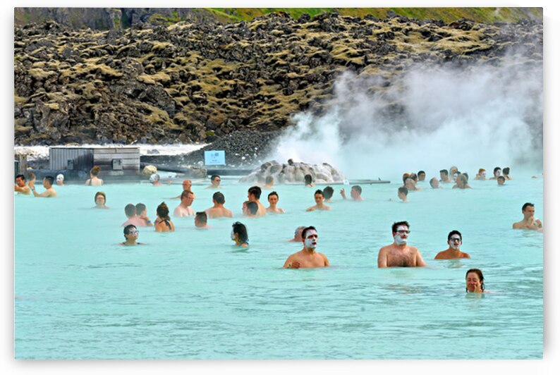 Visitors enjoy Grindaviks blue lagoon spa by day by Marco Brivio