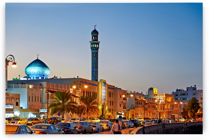 Waterfront cityscape of Muscat Oman at dusk by Marco Brivio