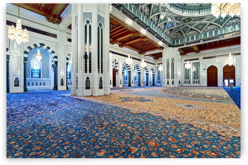 Visitors explore Sultan Qaboos Grand Mosque in Muscat Oman by Marco Brivio