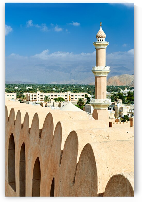 Nizwa Fort view with mosque and landscape in Oman by Marco Brivio