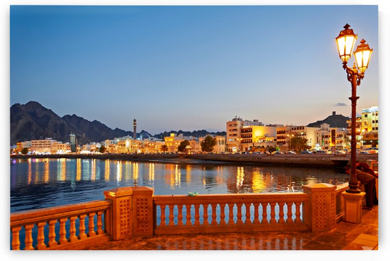 Waterfront scene in Muscat Oman during sunset hours by Marco Brivio