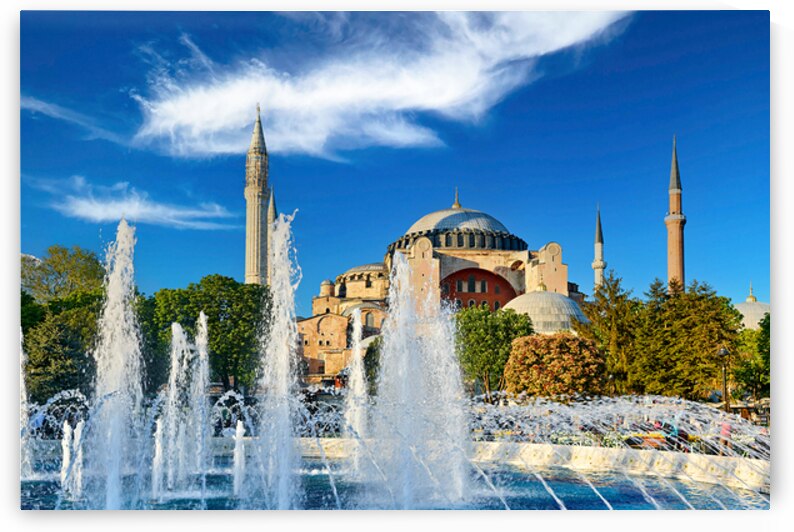 Hagia Sophia Grand Mosque and fountain in Istanbul Turkey by Marco Brivio