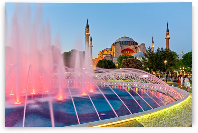 Visitors gather near the fountain at Hagia Sophia Grand Mosque by Marco Brivio