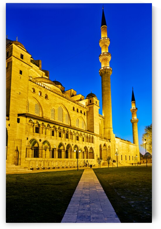 Suleymaniye Mosque at dusk in Istanbul Turkey by Marco Brivio