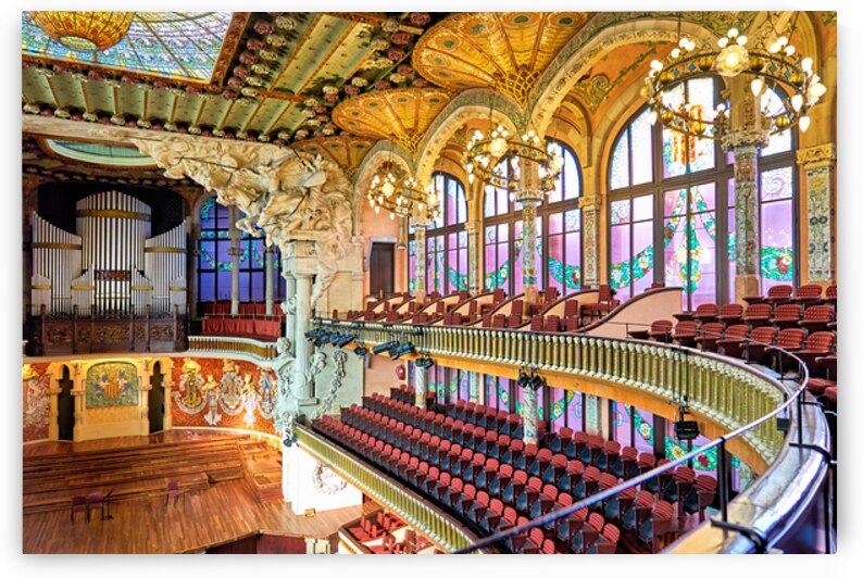 Concert hall view of Palau de la Musica Catalana in Barcelona by Marco Brivio